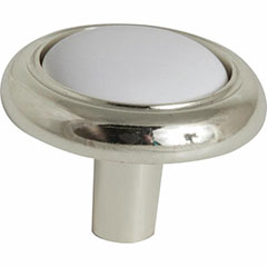 CAB KNOB 1-1/4 IN WHT/PB 5PK