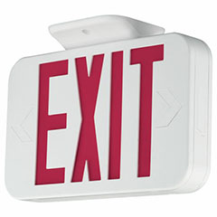 EXIT W/BAT LED RED WH DAMP