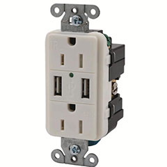 USB CHARGER RECEPTACLE WHITE