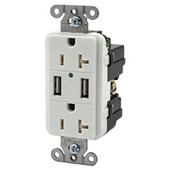 USB CHARGER RECEPTACLE WHITE