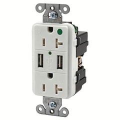 USB CHARGER RECEPTACLE WHITE