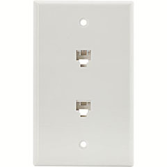 PHONE JACK W/WALLPLT DUPL WH