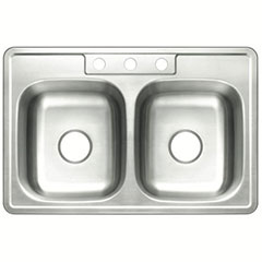 3-HOLE DBL SS SINK 33X22X6