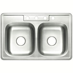 4-HOLE DBL SS SINK 33X22X6