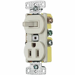 COMBO SWITCH/RECEPTACLE 15A IVORY