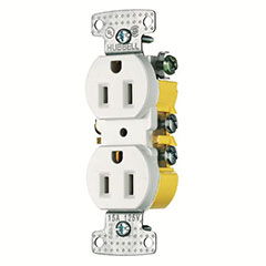 RECEPTACLE DUPLEX 15A PUSH TERMINAL WHITE