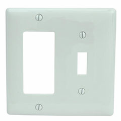 WALLPLATE 2-GANG COMBO TOGGLE/RECEPTACLE WHITE