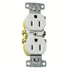 RECEPTACLE DUPLEX 15A SELF GROUND & TAMPER QUIK TRH IVORY