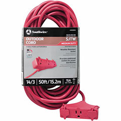 EXT CORD TRI RED 14/3 50FT