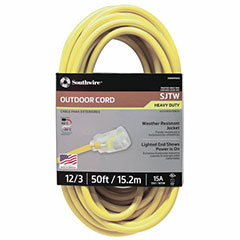 EXT CORD SJTW YLW 12/3 50FT