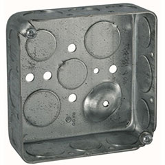 HUBBELL SQUARE BOX 4", 8 1/2" AND 4 3/4" KNOCKOUTS 1-1/2" DEEP