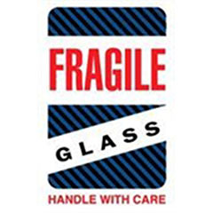 #DL1570  4 x 6"  Fragile Glass Handle with Care (Black/Blue Stripes) Label