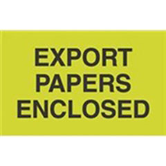 #DL2401  3 x 5"  Export  Papers Enclosed Label