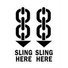 #DL4280  3 x 4"  Sling Here (Chains/Arrows) Label