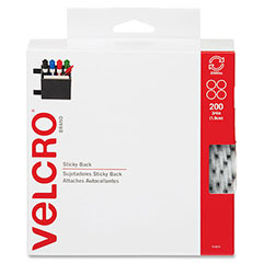 3/4" White VELCRO® Brand Hook and Loop Dots 200 each per package