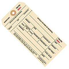 Stub Style 1 Part Carbonless Inventory Tags