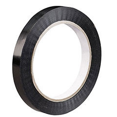1" x 60 yds. 2.7 mil Black 94 lbs. Tensile Strength Tensilized Polypropylene Strapping Tape (72/Case)