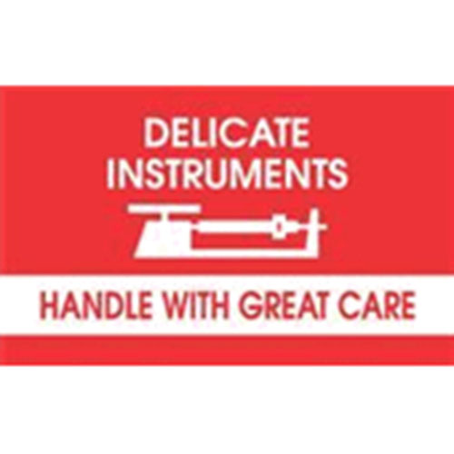 #DL1340  3 x 5"  Delicate Instruments Handle with Great Care Label