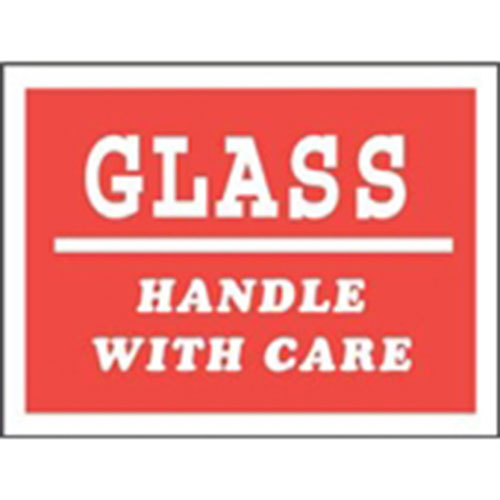 #DL1150  3 x 5"  Fragile Glass Handle with Care Label