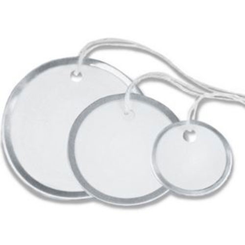 1 1/2" Circle Metal Rim Tags - Pre-Strung (100/case)