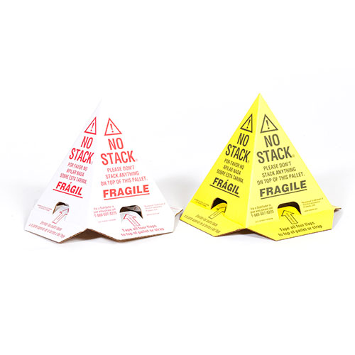 No Stack Pallet Cones  8 x 8 x 10 Yellow/Black Tri-Lingual : English, Spanish & French (50/case)